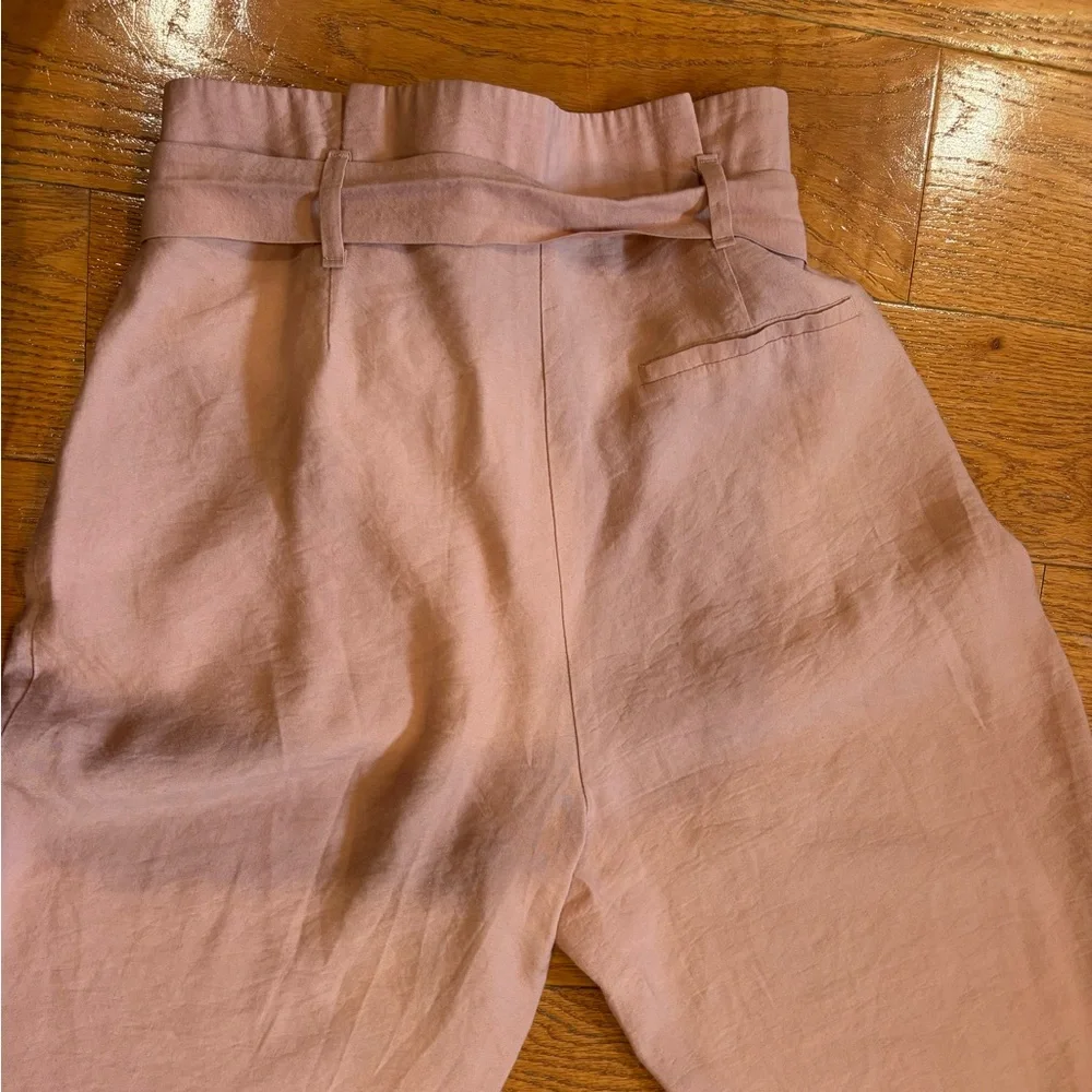 Zara Basic Soft Pink Paperbag Waist Culottes Wide Leg Cropped Pants Size Small